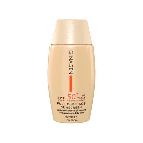 کرم ضد آفتاب SPF 50 ژیناژن شماره 02 مناسب پوست چرب و مختلط حجم 50 میلی لیتر