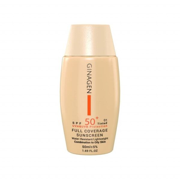 کرم ضد آفتاب SPF 50 ژیناژن شماره 01 مناسب پوست چرب و مختلط حجم 50 میلی لیتر