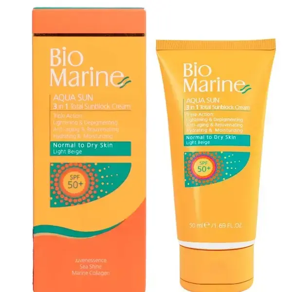 ضدآفتاب رنگی +spf50 بایومارین پوست معمولی و خشک