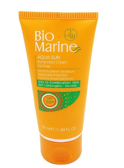ضد آفتاب بی رنگ فاقد چربی +SPF50 بایومارین پوست چرب و جوشدار